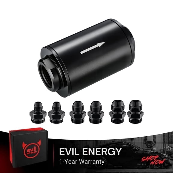 EVIL ENERGY 3.5" Inline Fuel Filter 100 Micron, Universal with 6AN/8AN/10AN Adapters for Car, Motorcycle, Boat