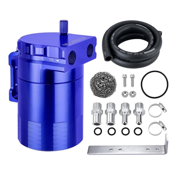 EVIL ENERGY 300ml Baffled Oil Catch Can Kit – Universal Aluminum Air Oil Separator with 3/8" 5FT NBR Hose, PCV System Breather Tank for Car Truck SUVs
