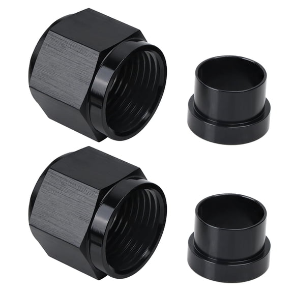 EVIL ENERGY 4AN Female Hardline Tube Nut & Sleeve Aluminum Fitting for 1/4" OD Alloy Tubing, 7/16-20 UNF Thread, 2PCS