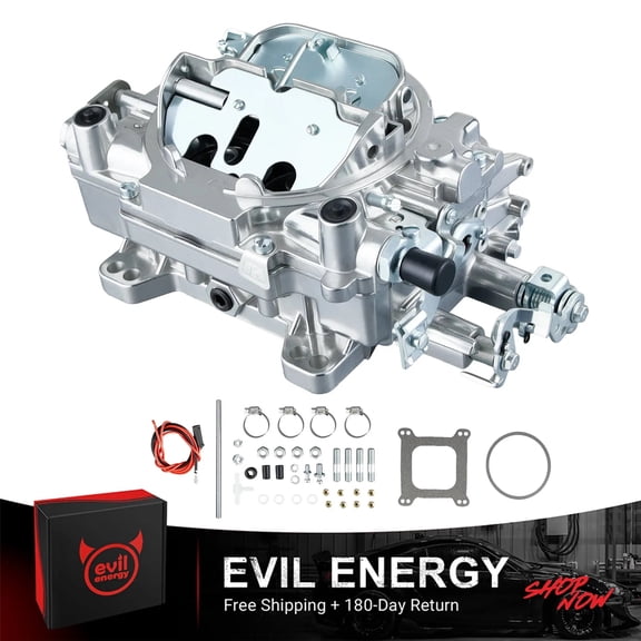EVIL ENERGY 650 CFM 4-Barrel Carburetor, Manual Choke, Adjustable Air Valve Secondary, Direct Bolt-On for Small & Big Block V8, Compatible with Single & Dual-Plane Manifolds