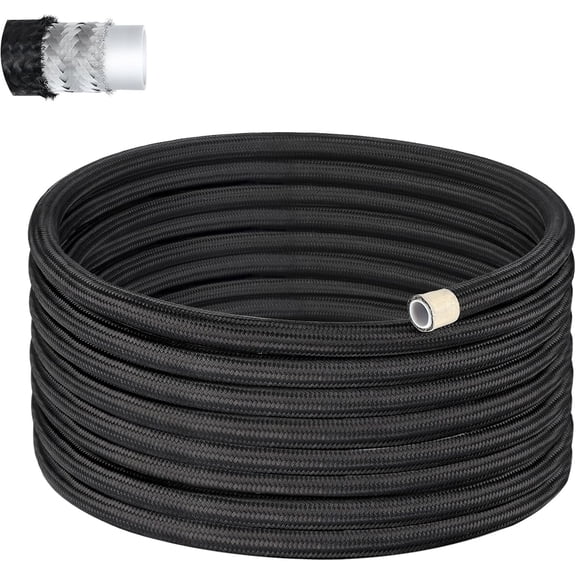 EVIL ENERGY 6AN PTFE Fuel Line 20FT Black Nylon Braided Hose for E85 Gasoline Diesel LS Engine Fuel Injection Turbo Carburetor Supply Return Line