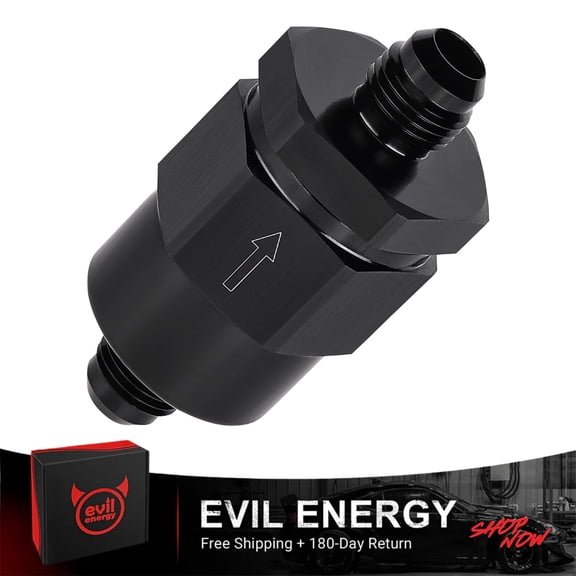 EVIL ENERGY 6AN Male One Way Check Valve, Aluminum Black Anodized Non Return Fuel Oil Coolant Line Fitting, Spring Loaded Piston for EFI Returnless Catch Can
