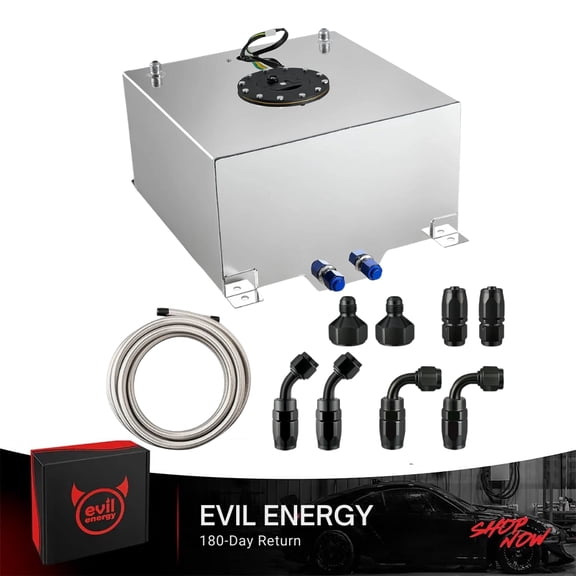 EVIL ENERGY Aluminum Fuel Cell Gas Tank with Fuel Level Sender, 19 Gallon Racing Fuel Cell, Anti-Slosh Foam, 10AN Fittings, for Street Drift Race Off-Road Custom Builds