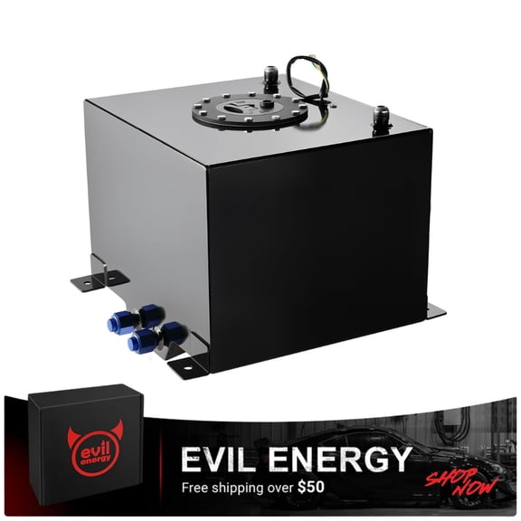 EVIL ENERGY Aluminum Fuel Cell Gas Tank with Fuel Level Sender, 20 Gallon Racing Fuel Cell, Anti-Slosh Foam, 10AN Fittings, for Street Drift Race Off-Road Custom Builds