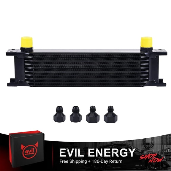 EVIL ENERGY Stacked Plate Oil Cooler 10 Row, Universal Aluminum Engine Transmission Oil Cooler Kit with 10AN to 8AN 6AN Fittings for Most Vehicles, Towing, Racing & Performance