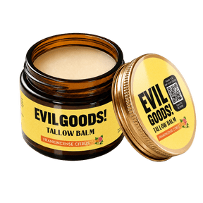 EVIL GOODS! Grass Fed Beef Tallow Balm with Manuka Honey, Frankincense Citrus, 2 oz