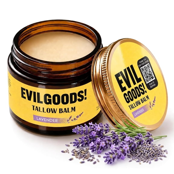 EVIL GOODS! Grass Fed Beef Tallow Balm with Manuka Honey, Lavender 2 oz