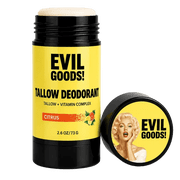 EVIL GOODS Tallow Deodorant, Aluminum Free Natural Deodorant, Citrus 2.6 oz
