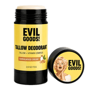 EVIL GOODS Tallow Deodorant, Aluminum Free Natural Deodorant, Sandalwood 2.6 oz