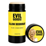 EVIL GOODS Tallow Deodorant, Aluminum Free Natural Deodorant, Unscented 2.6 oz