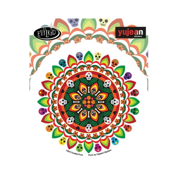 EVILKID MUERTOS MANDALA STICKER - Evilkid Orignal Artwork Premium In / Out Door Decal Die-Cut STICKER