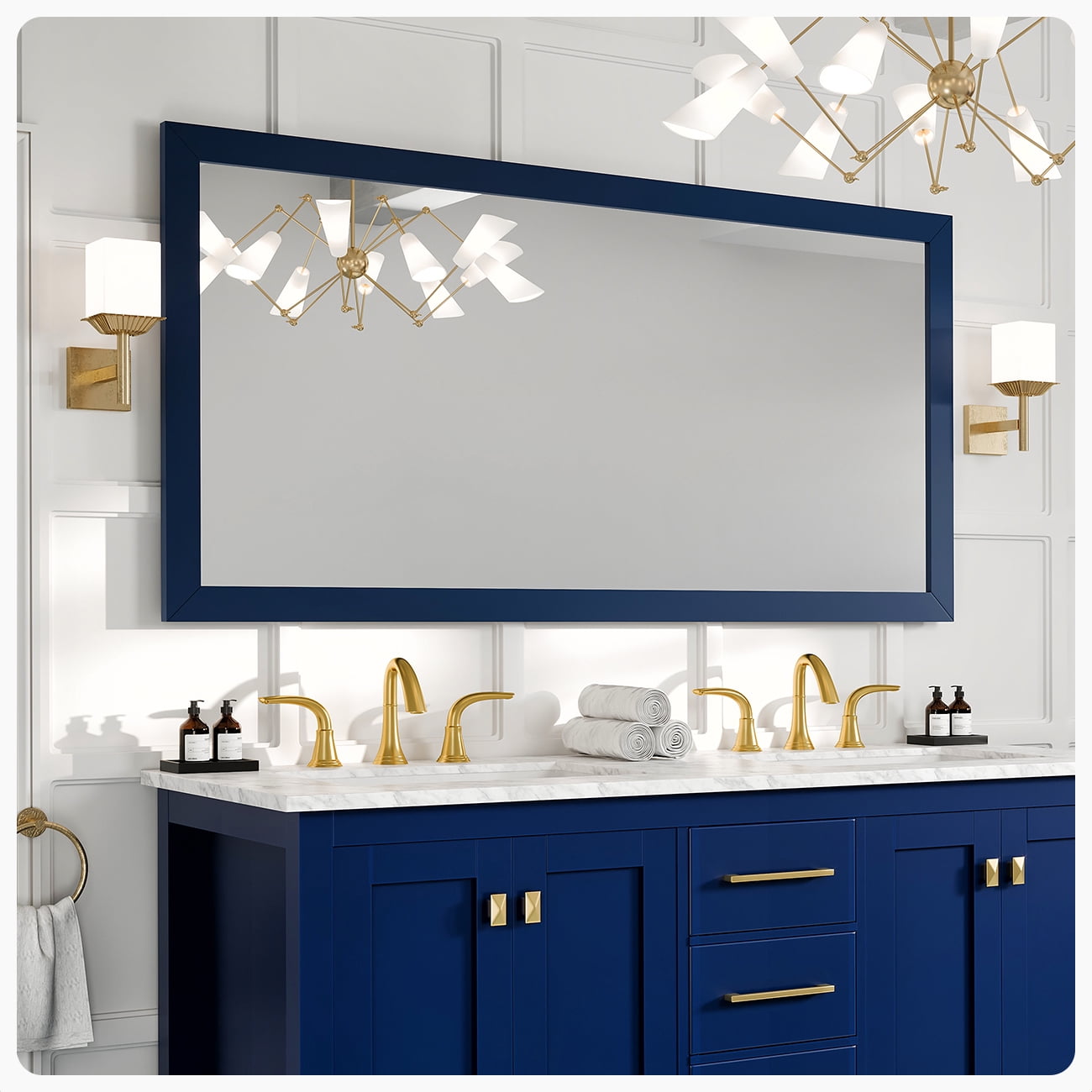 Acclaim 60" x 30" Blue Wood Framed Bathroom Vanity Mirror