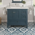thumbnail image 1 of EVIVA Britney 36 Inch Transitional Ash Blue Bathroom Vanity with Carrara Quartz Countertop, 1 of 7