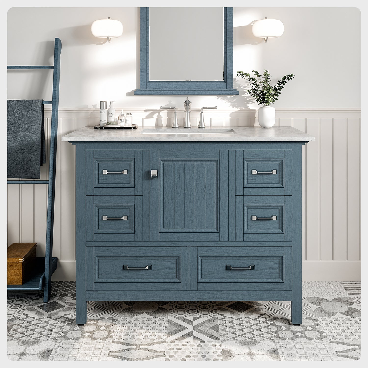 EVIVA Britney 42 Inch Transitional Ash Blue Bathroom Vanity - Walmart.com