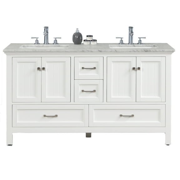 EVIVA Britney 72 Inch Transitional White Bathroom Vanity