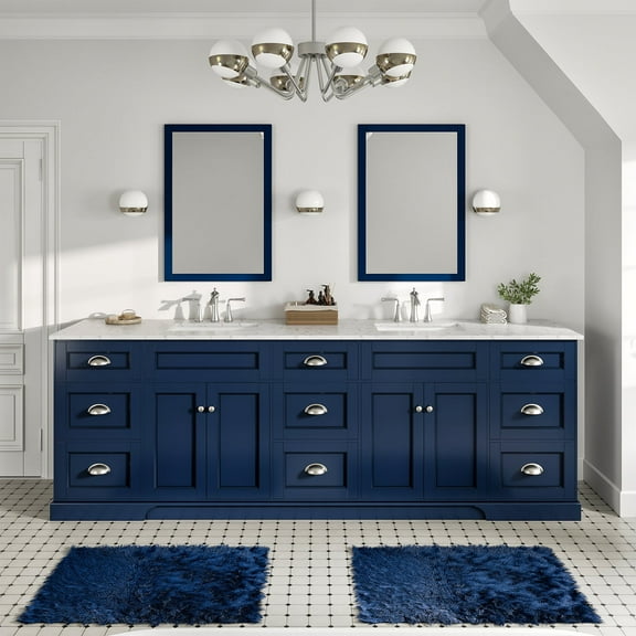 EVIVA Epic 96 Inch Transitional Blue Vanity w/ Brushed Nickel Hardware