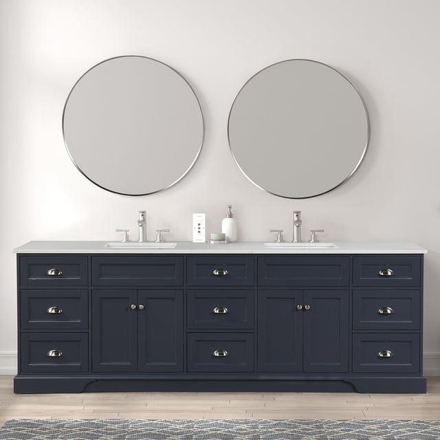 EVIVA Epic 96 Inch Transitional Charcoal Gray Vanity w/ Brushed Nickel ...