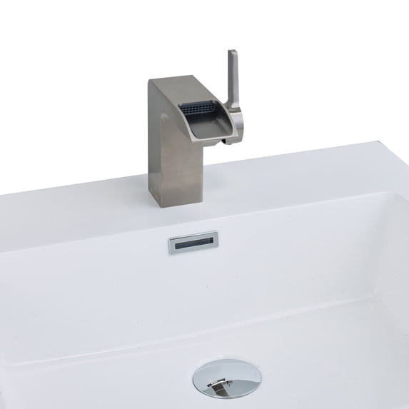 EVIVA Jaida C. Water-fall Single Handle (Lever) Bathroom Sink Faucet (Brushed Nickel)