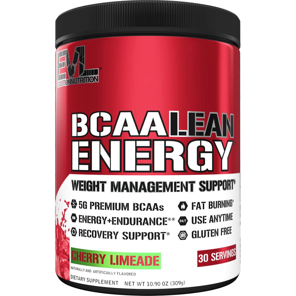 EVL BCAA Lean Energy Powder Pre Workout Green Tea Fat Burner Support with BCAAs Amino Acids