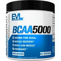 Evlution Nutrition BCAA5000 Powder 5 Grams of Branched Chain Amino Acids (BCAAs) Essential for Performance, Recovery, Endurance, Muscle Building, Keto Friendly, No Sugar (30 Servings, Unflavored)