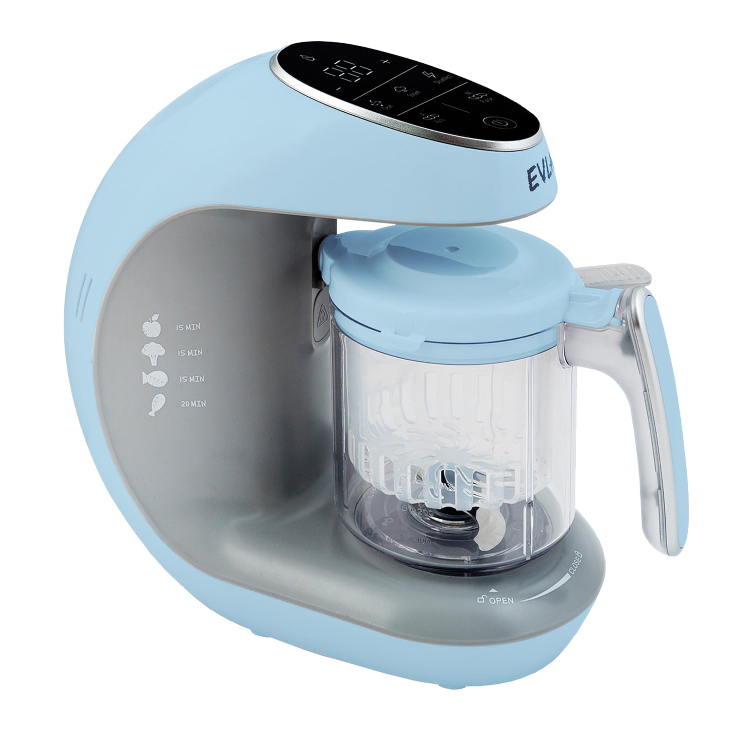 EVLA'S Baby Food Maker, Steamer, Blender, Baby Food Processor, Touch Screen, with 6 Reusable Food Pouches for Storage or Travel, Blue