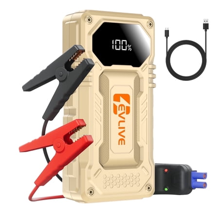 EVLIVE 2000A Peak Car Jump Starter with Power Bank,Portable Battery Booster Pack with USB Charger & LED Flashlight for Emergency Car, Truck, SUV