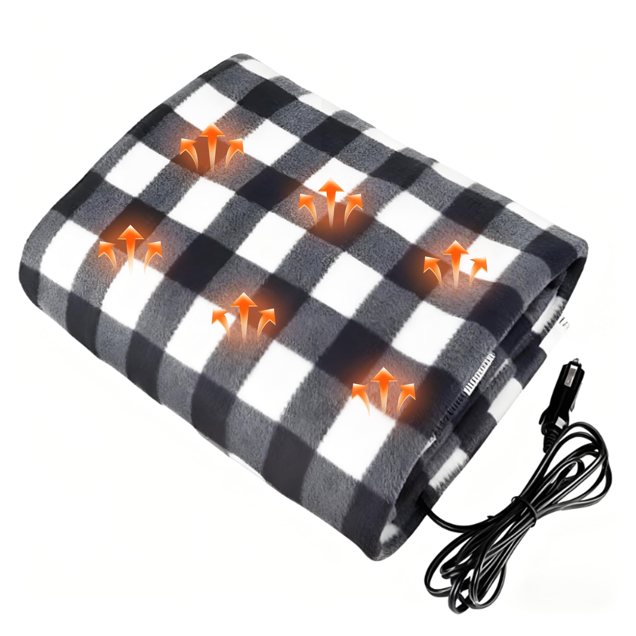 Walmart Deal of EVLIVE Heated Car Blanket - 12V Electric Travel Blanket for Car, Truck, SUV, RV - Car Heated Throw for Cold Weather & Camping (Black White Checkered)
