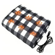 EVLIVE Heated Car Blanket - 12V Electric Travel Blanket for Car, Truck, SUV, RV - Car Heated Throw for Cold Weather & Camping (Black White Checkered)