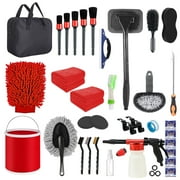 EVLIVE 31PC Car Wash Cleaning Kit,Interior/Exterior Cleaner with Foam Sprayer & Wheel Brushes,Car Care Wax Applicator Tools.