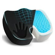 EVLIVE Car Seat Cushion, Memory Foam Sciatica Support & Back Pain Relief, Cooling Gel for Office Chair & Wheelchair—Black.