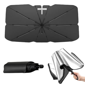 EVLIVE Car Windshield Sunshade,Car Shade Umbrella,Extra Wide 58"36",UPF50+ Blocks 99% UV Rays, Umbrella Sunshade for Car, Fit for Compact Sedan/SUV/Hatchback/Mini EV/Older Scooter