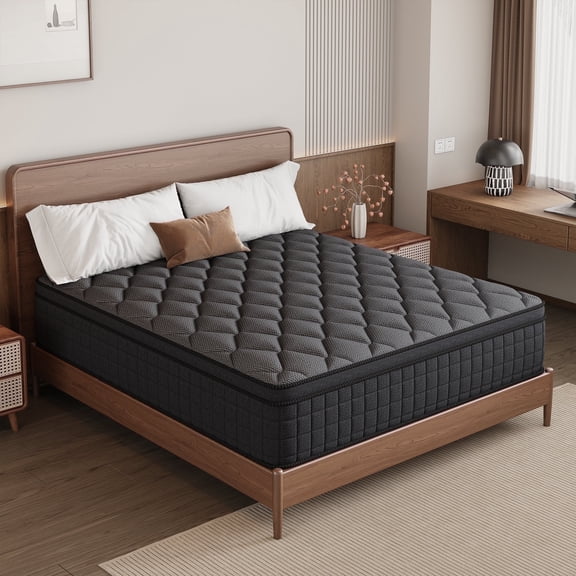 gunugu 12 inch Queen Hybrid Mattress in a Box, Cooling Gel Memory Foam Mattress with Individually Wrapped Pocket Coils, Medium Firm