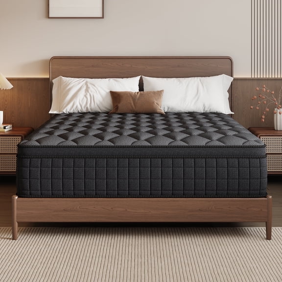 gunugu 12 inch Queen Hybrid Mattress in a Box, Cooling Gel Memory Foam Mattress with Individually Wrapped Pocket Coils, Medium Firm