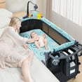 thumbnail image 1 of EVMORE Foldable Baby Bedside Bassinet, 5-in-1 Baby Bed Playard with Changing Table, Storage Shelf, Music for Newborn Toddlers, 0-36 Months, 1 of 8