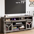 thumbnail image 1 of Farmhouse TV Stand for 75" TVs with LED Lights & Sliding Barn Doors, Entertainment Center Media Console Adjustable Shelves Storage Cabinet - Gray, 1 of 8