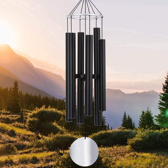 EVNELE 28 Inch Large Wind Chimes Outdoor, Deep Tone Chimes for Outside Tuned Relaxing Soothing Low Bass, Memorial Windchimes Sympathy for Mom Dad, Black
