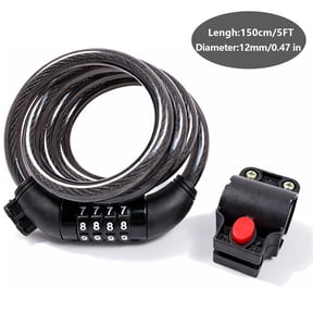 EVNELE 5 ft Bike Lock, 4-Digit Resettable Combination Security Lock, 1/2 inch Heavy Duty Bicycle Lock Cable for Scooters, E-Bikes, Cycle Lock, Bike Padlock, Bike Security