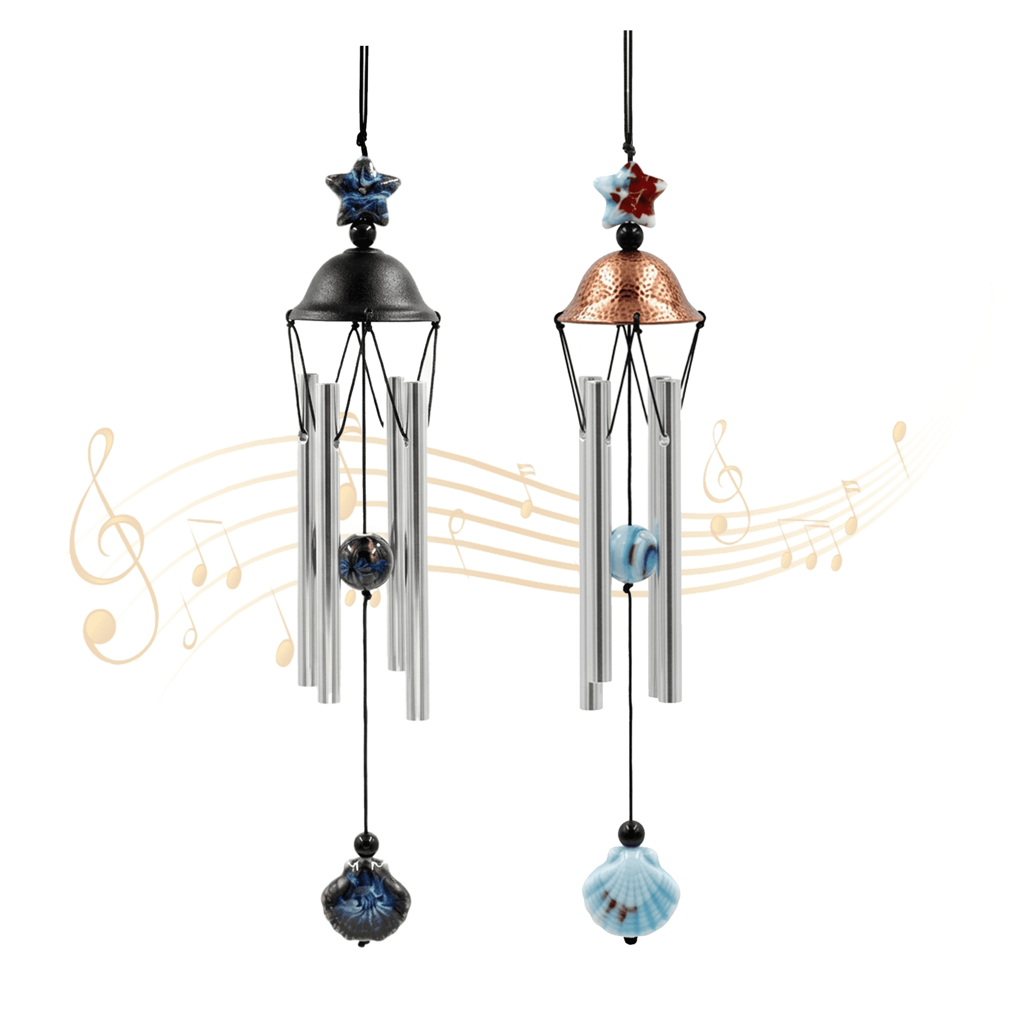 Mini Chime EVNELE 2 Pack Small Silver Wind Chimes for Outside, Metal Garden ...