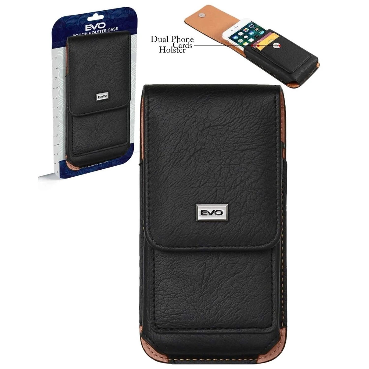 EVO 5.5" Sturdy Vertical Leather Pouch - Black