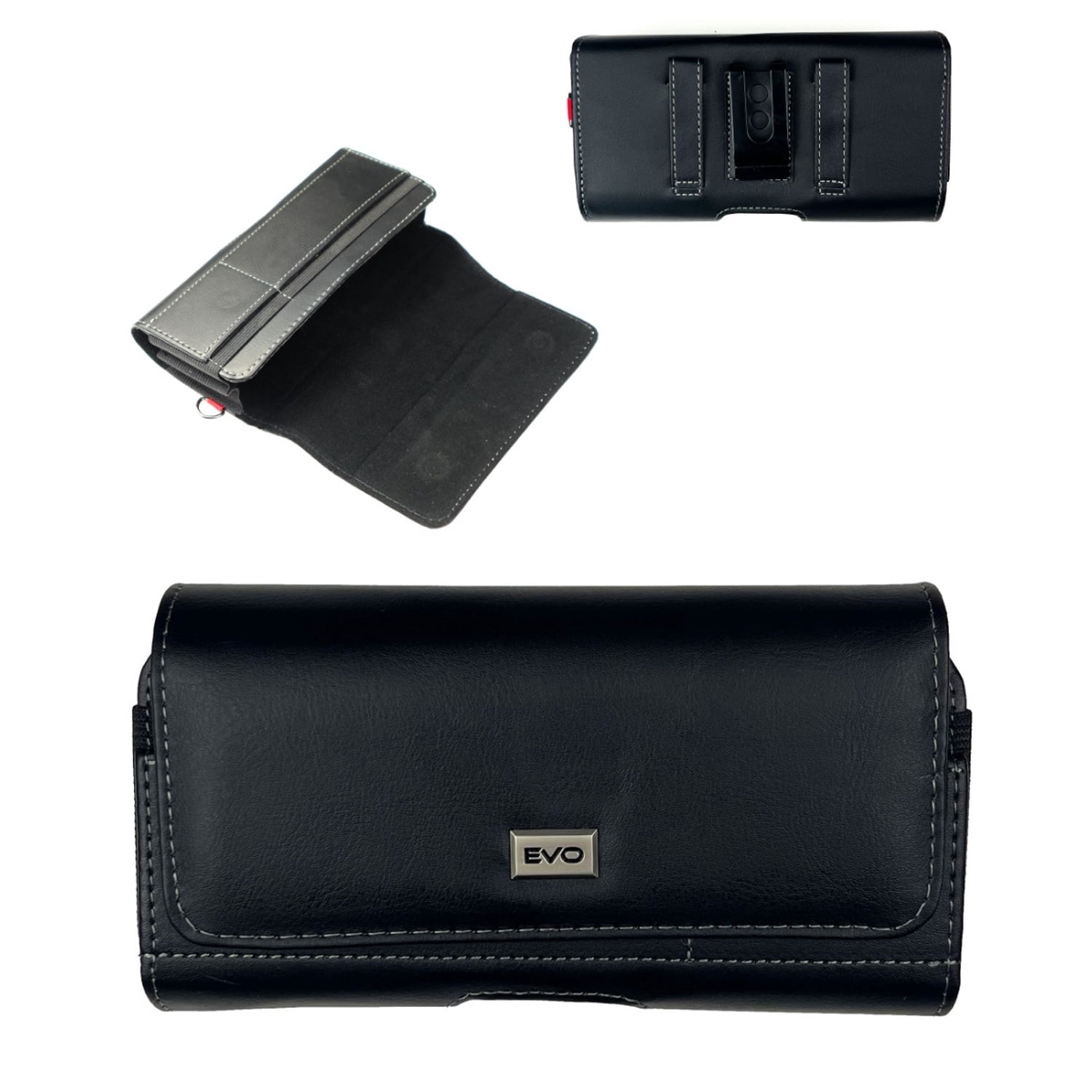 EVO 5.5" Textured Leather Holster Case for Mobile Phones - Black