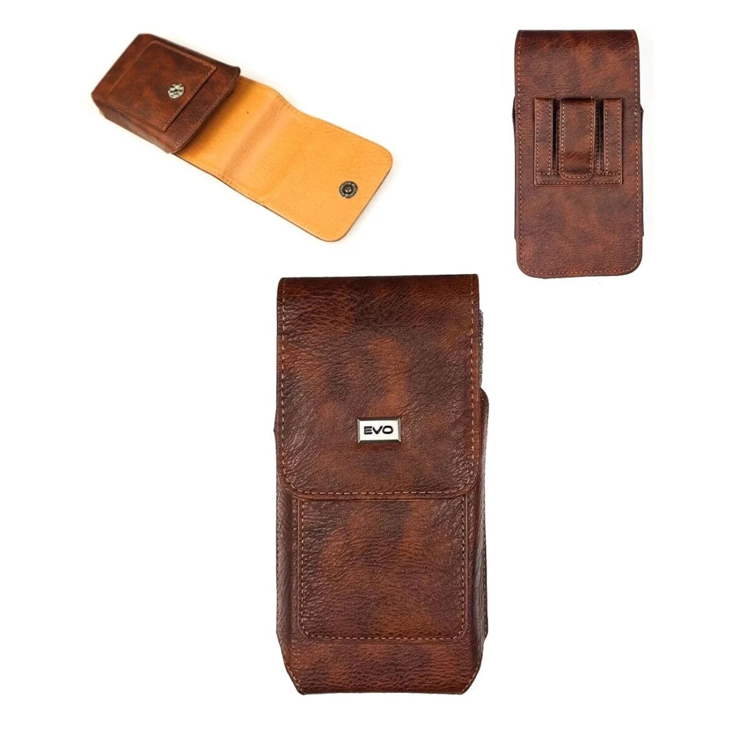 EVO 5.5" Vertical Leather Pouch - Brown