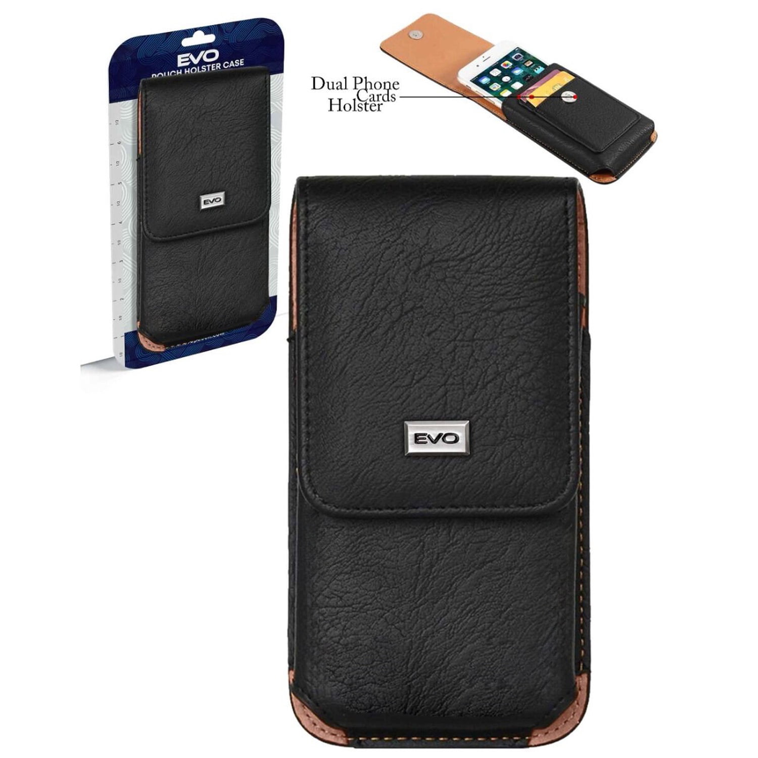 EVO 5.5" Vertical Texture Leather Pouch - Black