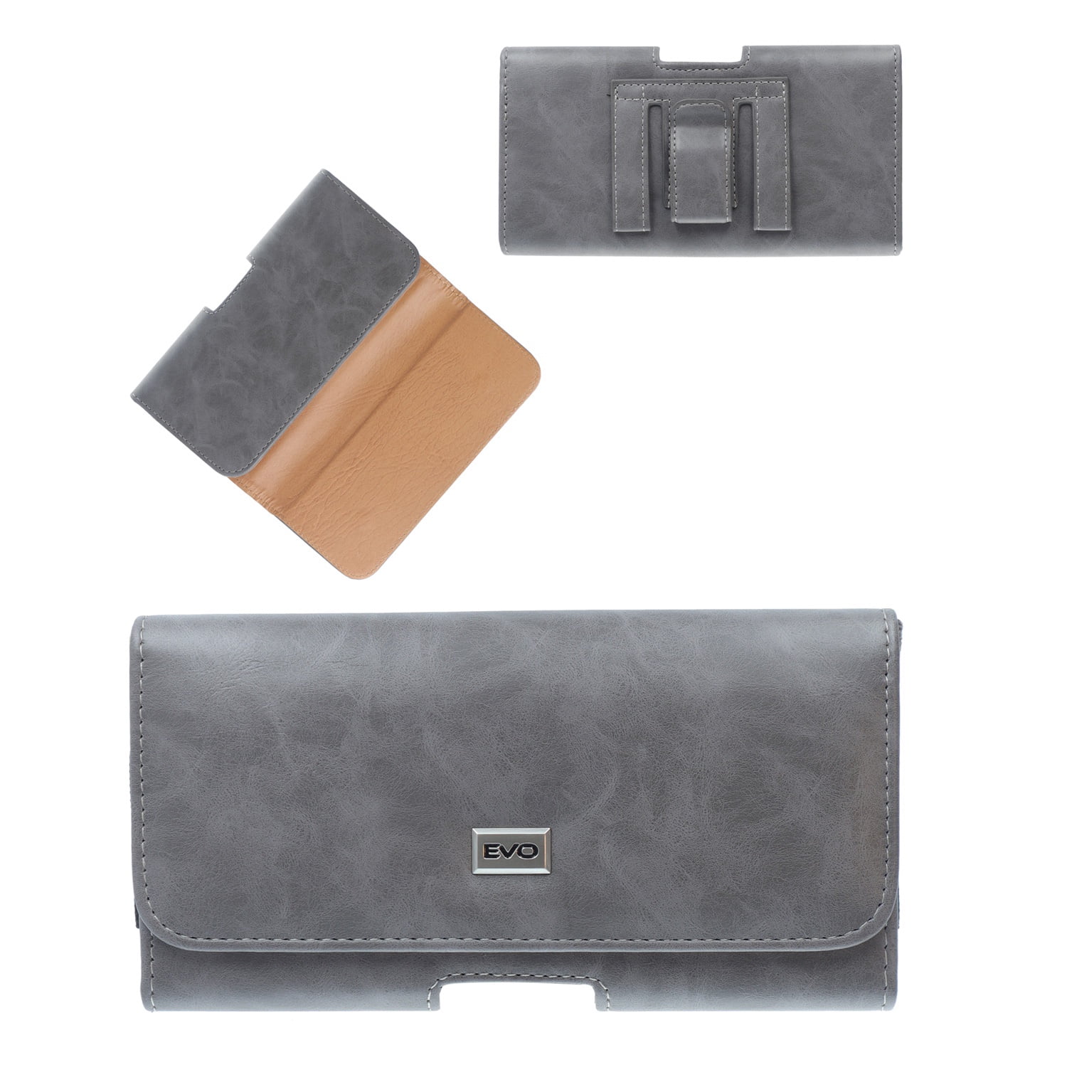 EVO 6.9" Horizontal Leather Pouch - Grey