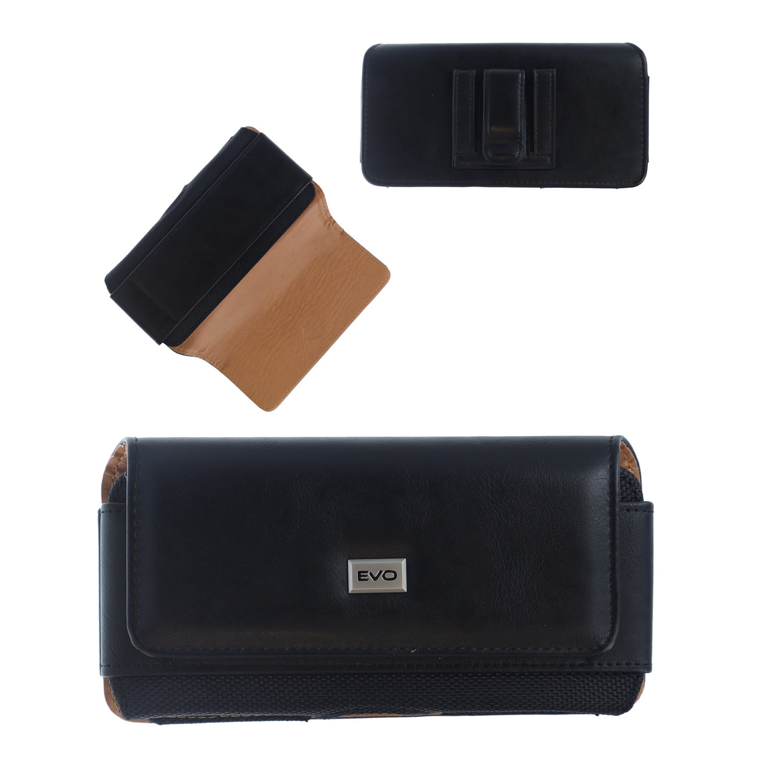 EVO 6.9" Horizontal Texture Durable Leather Pouch - Black