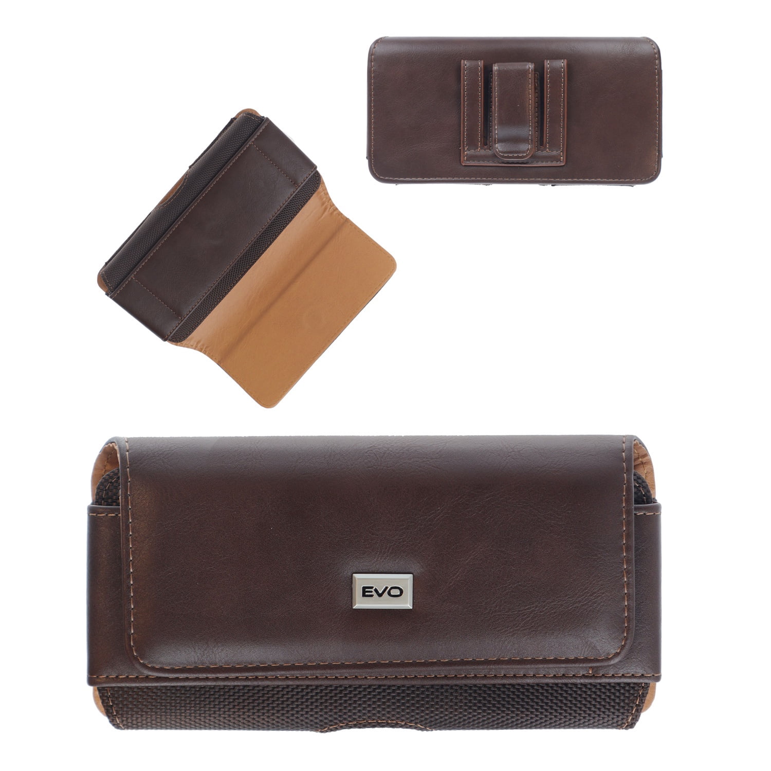 EVO 6.9" Horizontal Texture Leather Pouch - Brown