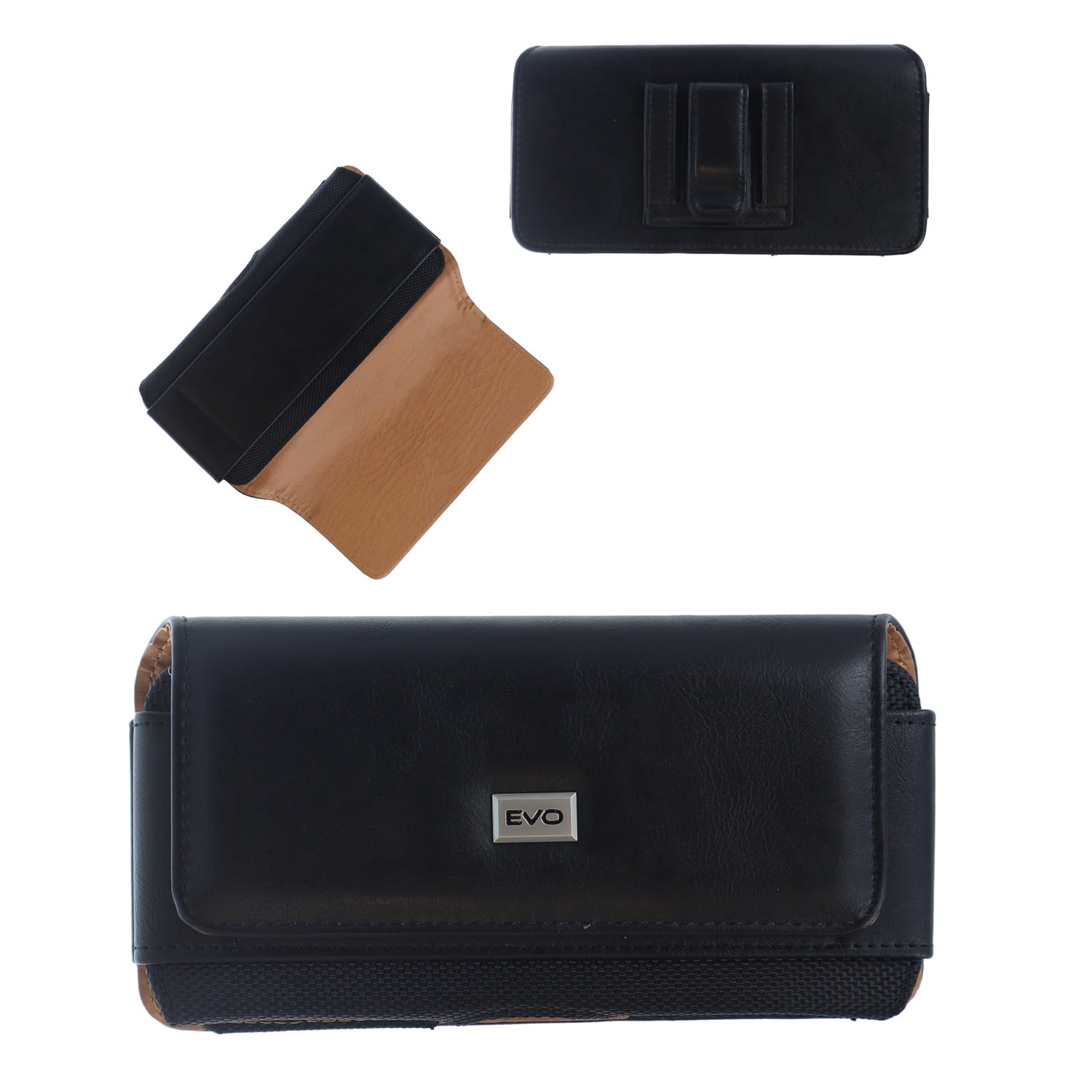 EVO 6 Inch Horizontal Textured Leather Phone Pouch - Black