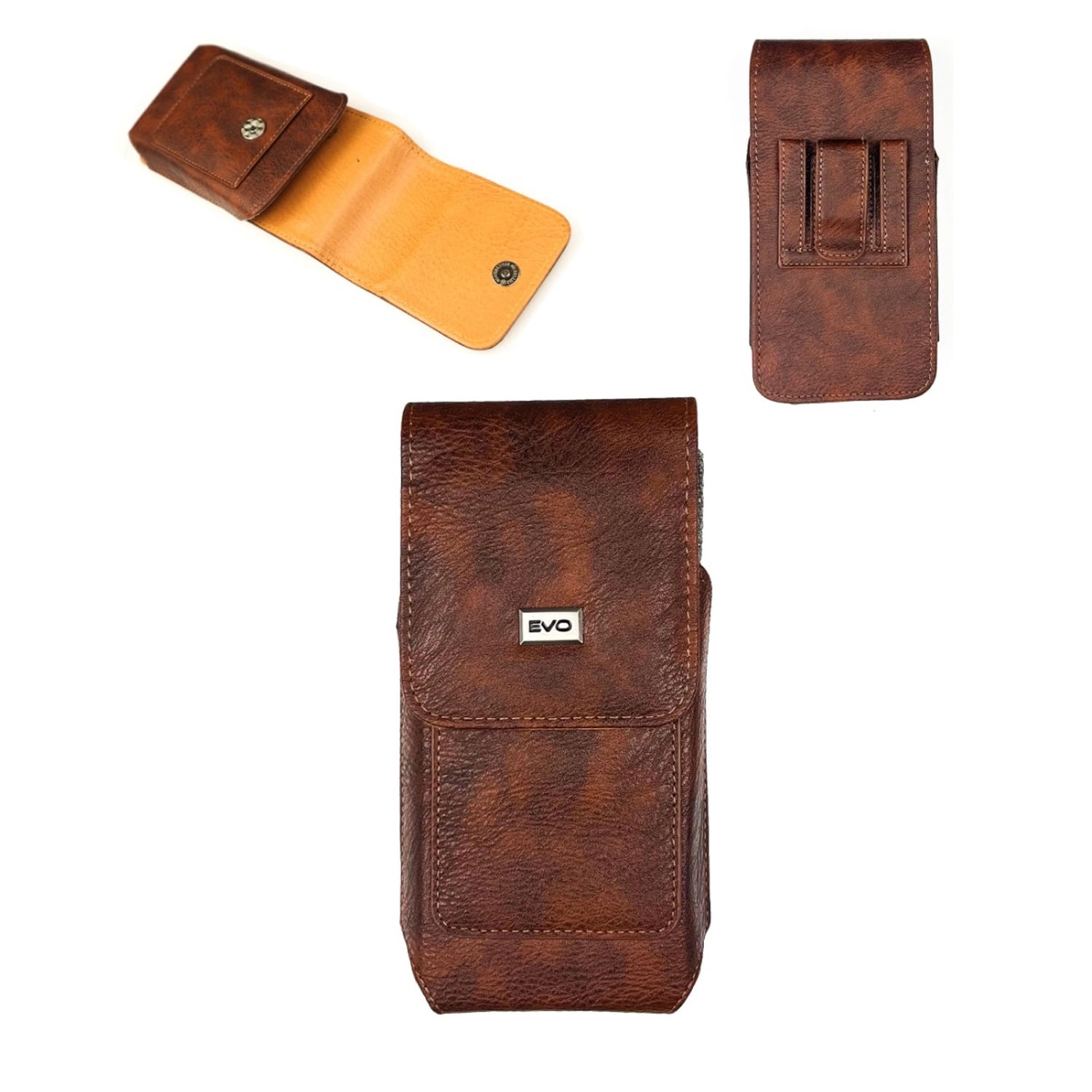 EVO 6" Soft Vertical Leather Pouch - Brown