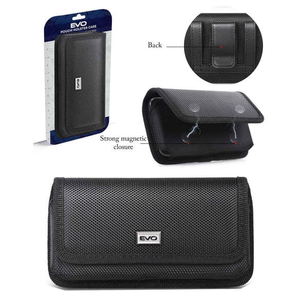 EVO 7.2" Horizontal Magnetic Nylon Cell Phone Belt Clip Pouch
