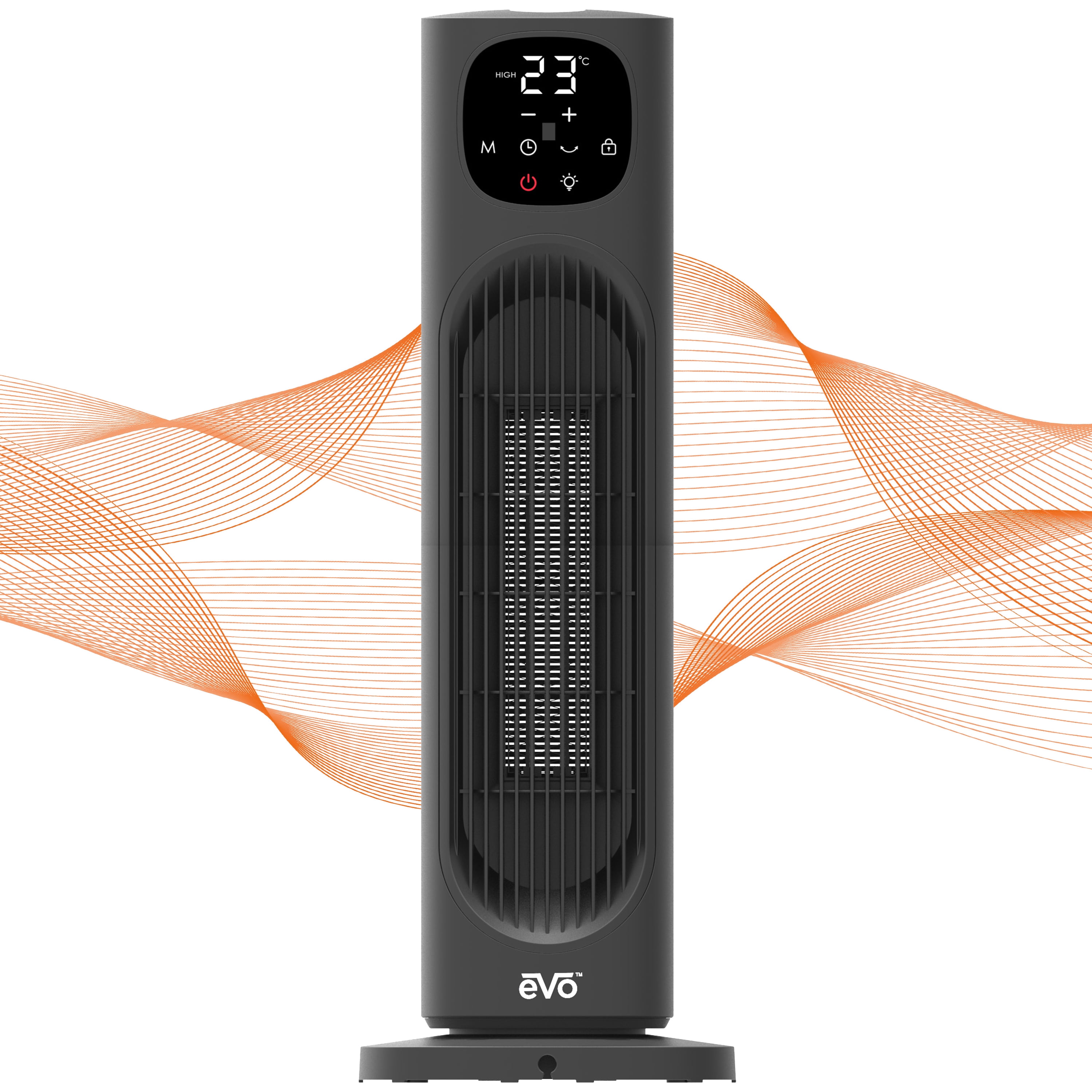 EVO Black Digital Tower Ceramic Heater with Thermostat