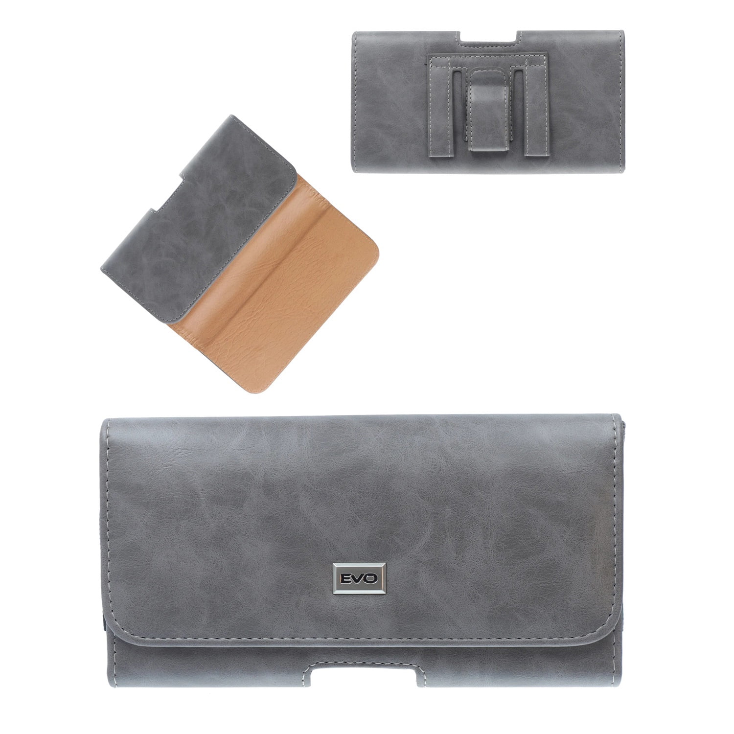 EVO Horizontal Leather Holster with Textured Surface 5.5 Inch - Grey